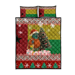Guinea Bissau Christmas Quilt Bed Set Santa Penguin Christmas Tree and Snowflake - African Pride