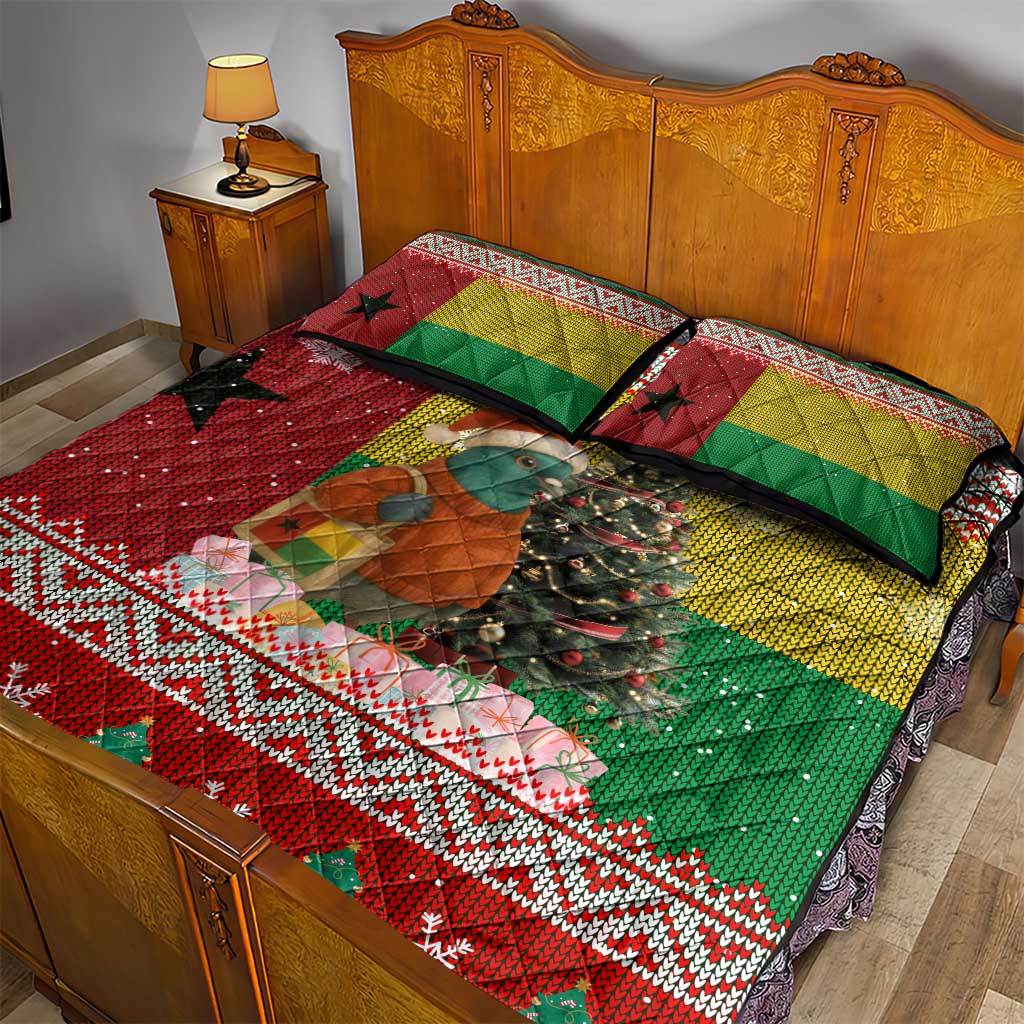 Guinea Bissau Christmas Quilt Bed Set Santa Penguin Christmas Tree and Snowflake - African Pride