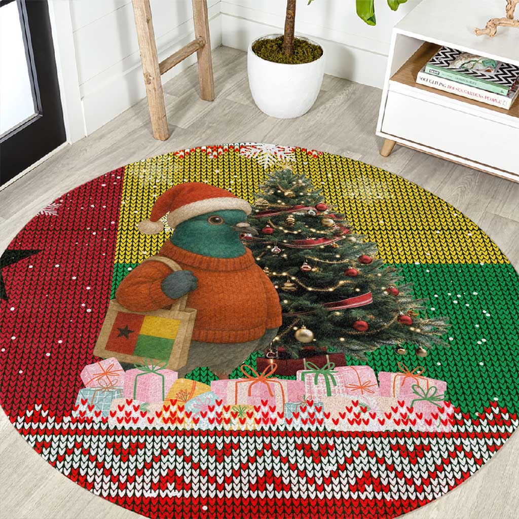 Guinea Bissau Christmas Round Carpet Santa Penguin Christmas Tree and Snowflake - African Pride
