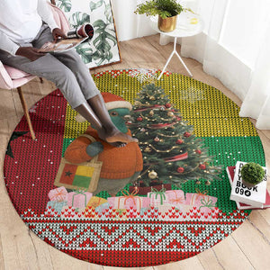 Guinea Bissau Christmas Round Carpet Santa Penguin Christmas Tree and Snowflake - African Pride