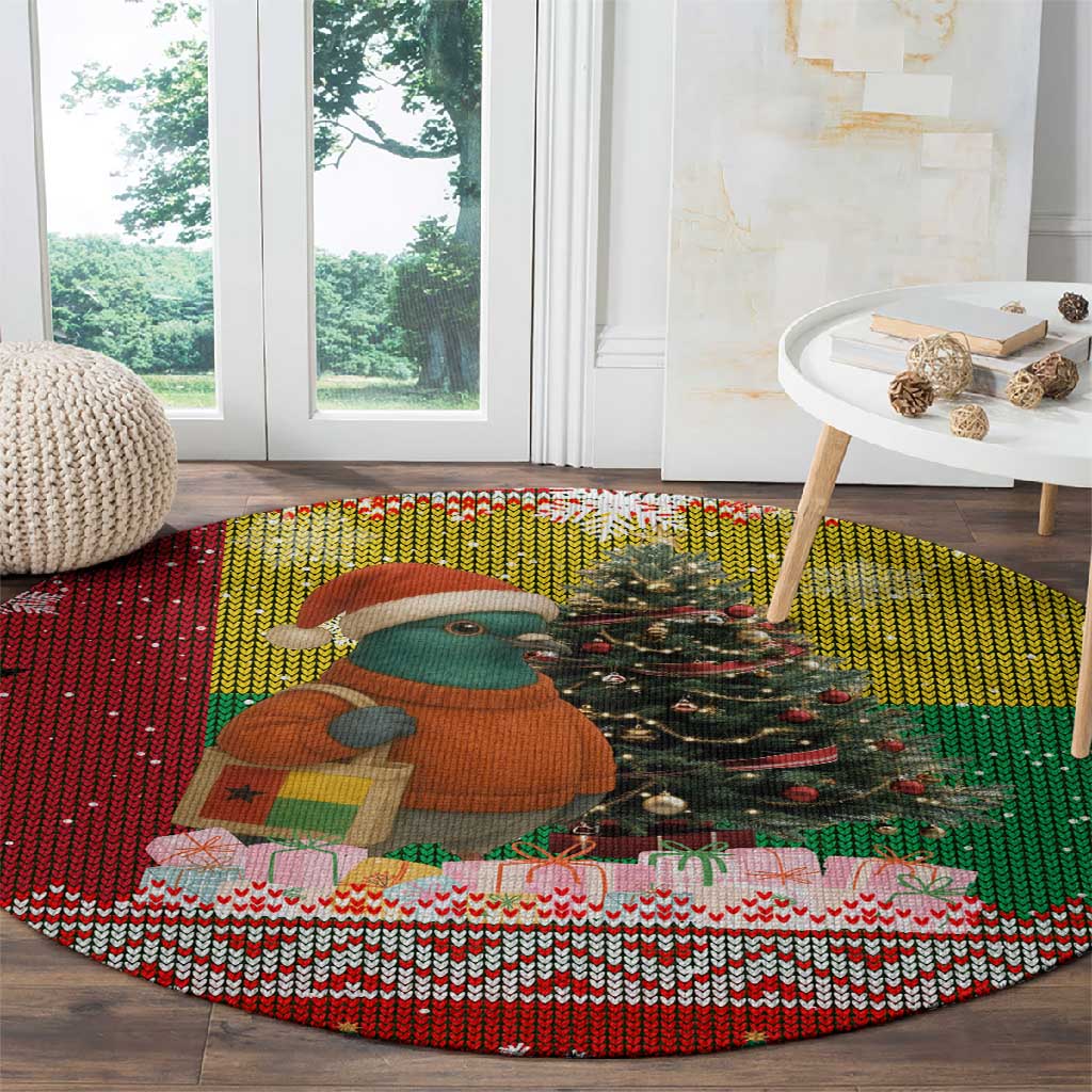 Guinea Bissau Christmas Round Carpet Santa Penguin Christmas Tree and Snowflake - African Pride