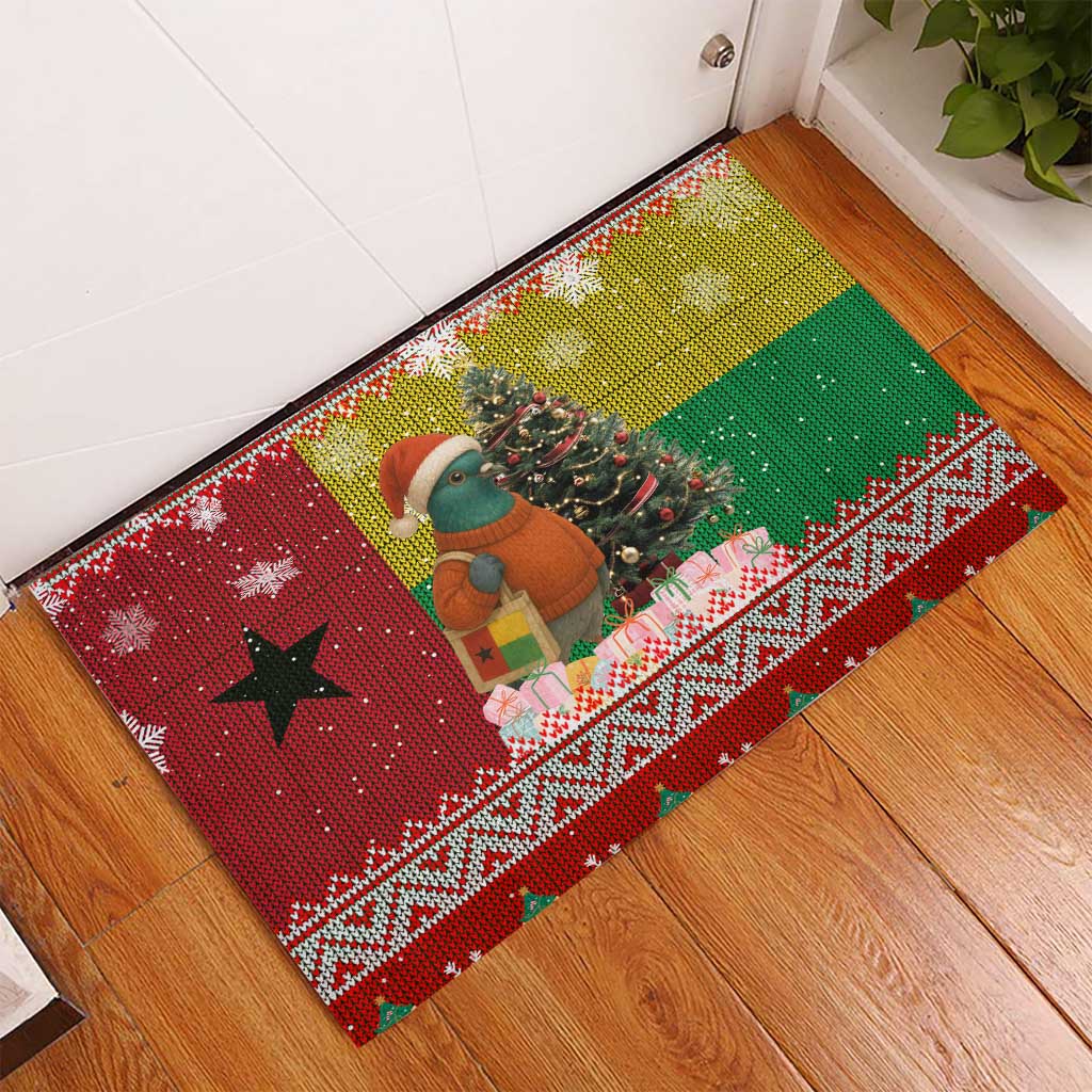 Guinea Bissau Christmas Rubber Doormat Santa Penguin Christmas Tree and Snowflake - African Pride