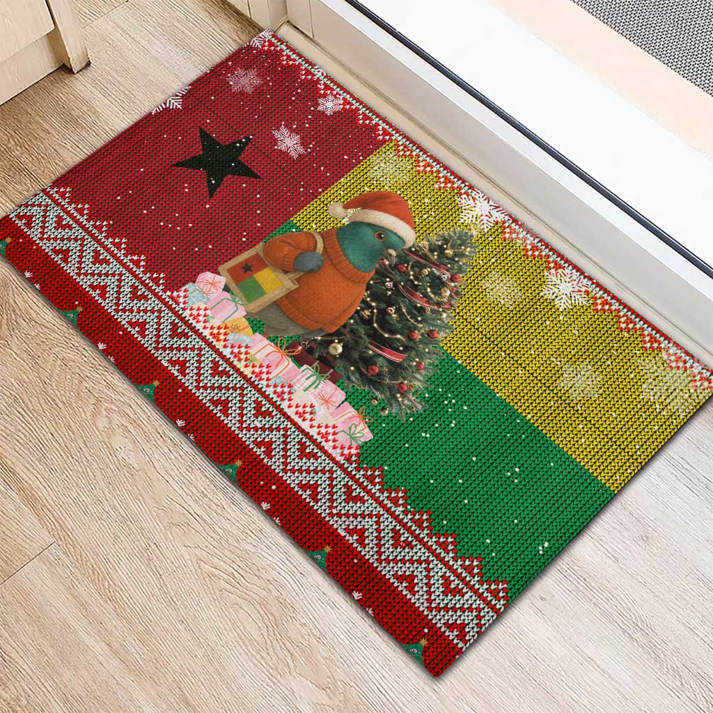 Guinea Bissau Christmas Rubber Doormat Santa Penguin Christmas Tree and Snowflake - African Pride