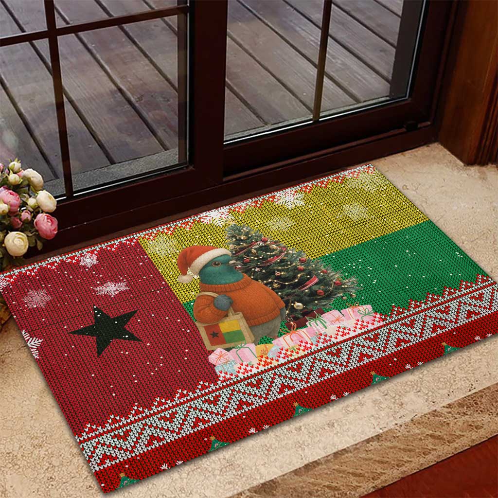Guinea Bissau Christmas Rubber Doormat Santa Penguin Christmas Tree and Snowflake - African Pride