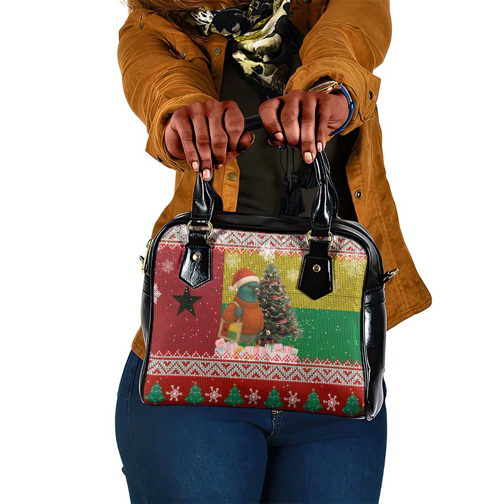 Guinea Bissau Christmas Shoulder Handbag Santa Penguin Christmas Tree and Snowflake - African Pride