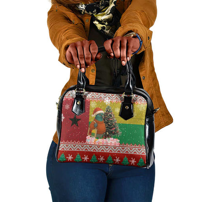Guinea Bissau Christmas Shoulder Handbag Santa Penguin Christmas Tree and Snowflake - African Pride
