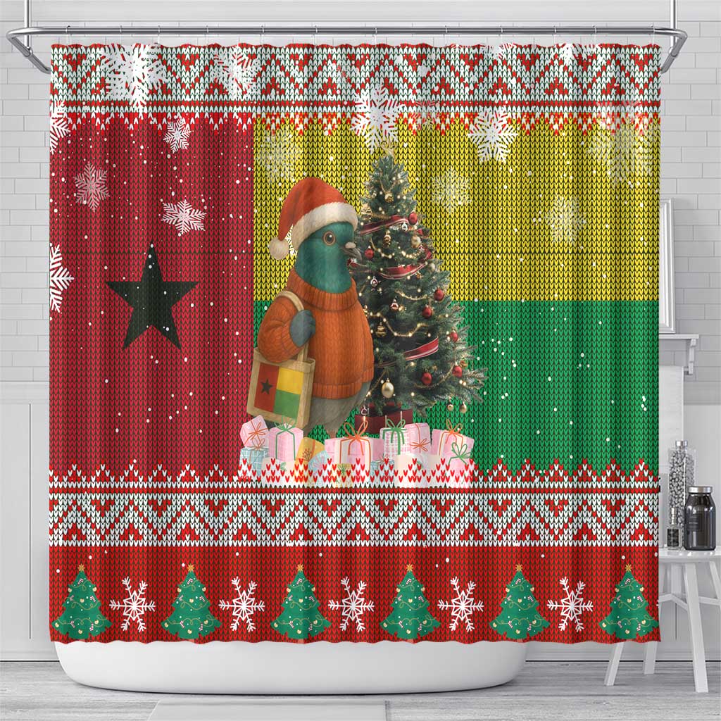 Guinea Bissau Christmas Shower Curtain Santa Penguin Christmas Tree and Snowflake - African Pride