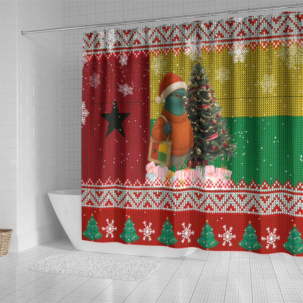 Guinea Bissau Christmas Shower Curtain Santa Penguin Christmas Tree and Snowflake - African Pride