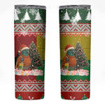 Guinea Bissau Christmas Skinny Tumbler Santa Penguin Christmas Tree and Snowflake - African Pride