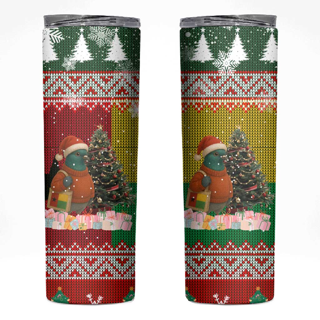 Guinea Bissau Christmas Skinny Tumbler Santa Penguin Christmas Tree and Snowflake - African Pride