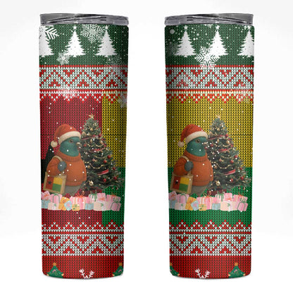 Guinea Bissau Christmas Skinny Tumbler Santa Penguin Christmas Tree and Snowflake - African Pride