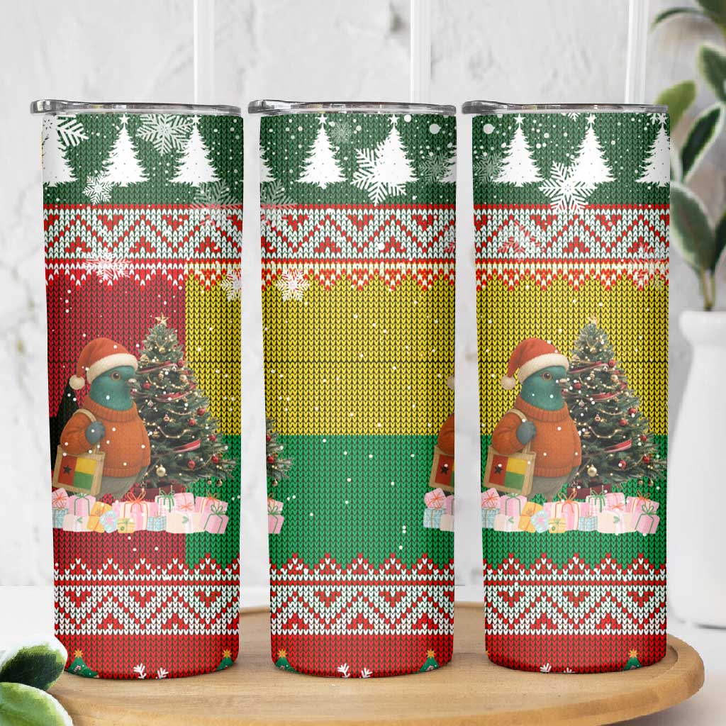 Guinea Bissau Christmas Skinny Tumbler Santa Penguin Christmas Tree and Snowflake - African Pride