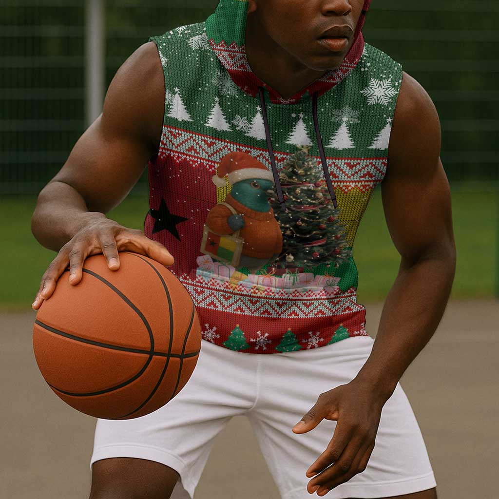 Guinea Bissau Christmas Sleeveless Hoodie Santa Penguin Christmas Tree and Snowflake - African Pride