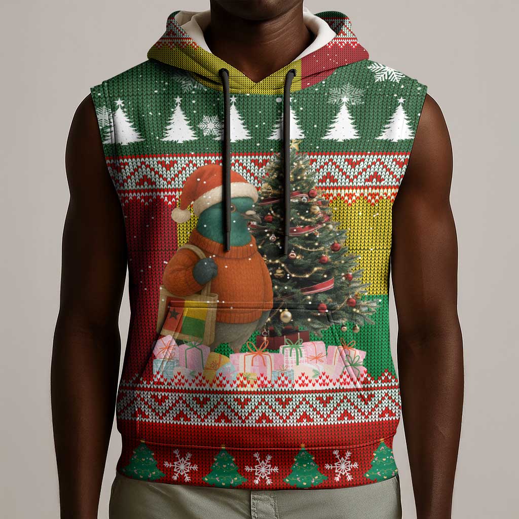 Guinea Bissau Christmas Sleeveless Hoodie Santa Penguin Christmas Tree and Snowflake - African Pride