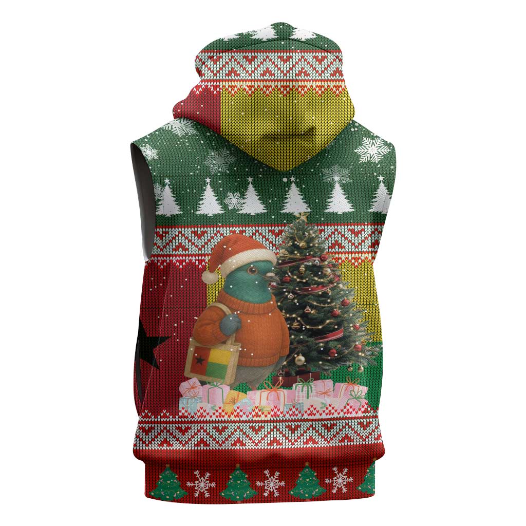 Guinea Bissau Christmas Sleeveless Zip Hoodie Santa Penguin Christmas Tree and Snowflake - African Pride