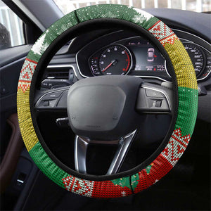 Guinea Bissau Christmas Steering Wheel Cover Santa Penguin Christmas Tree and Snowflake - African Pride