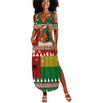Guinea Bissau Christmas Summer Maxi Dress Santa Penguin Christmas Tree and Snowflake - African Pride