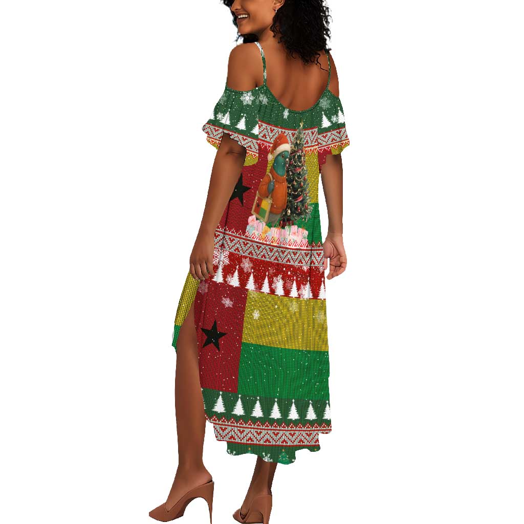 Guinea Bissau Christmas Summer Maxi Dress Santa Penguin Christmas Tree and Snowflake - African Pride