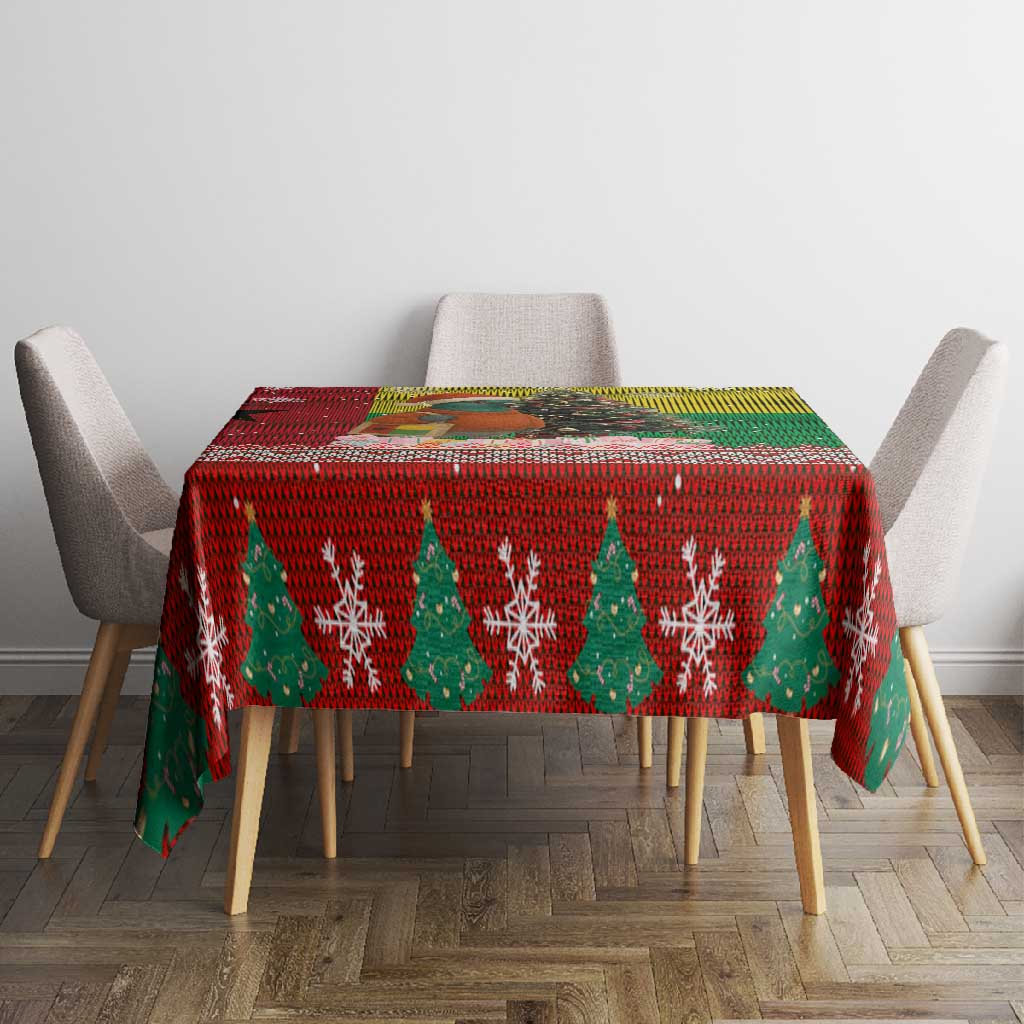 Guinea Bissau Christmas Tablecloth Santa Penguin Christmas Tree and Snowflake - African Pride
