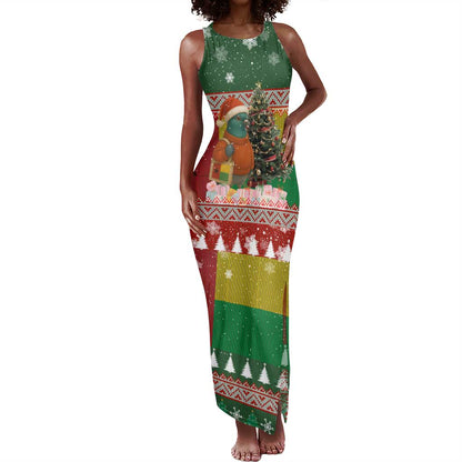 Guinea Bissau Christmas Tank Maxi Dress Santa Penguin Christmas Tree and Snowflake - African Pride