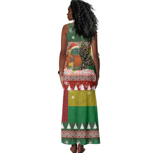 Guinea Bissau Christmas Tank Maxi Dress Santa Penguin Christmas Tree and Snowflake - African Pride