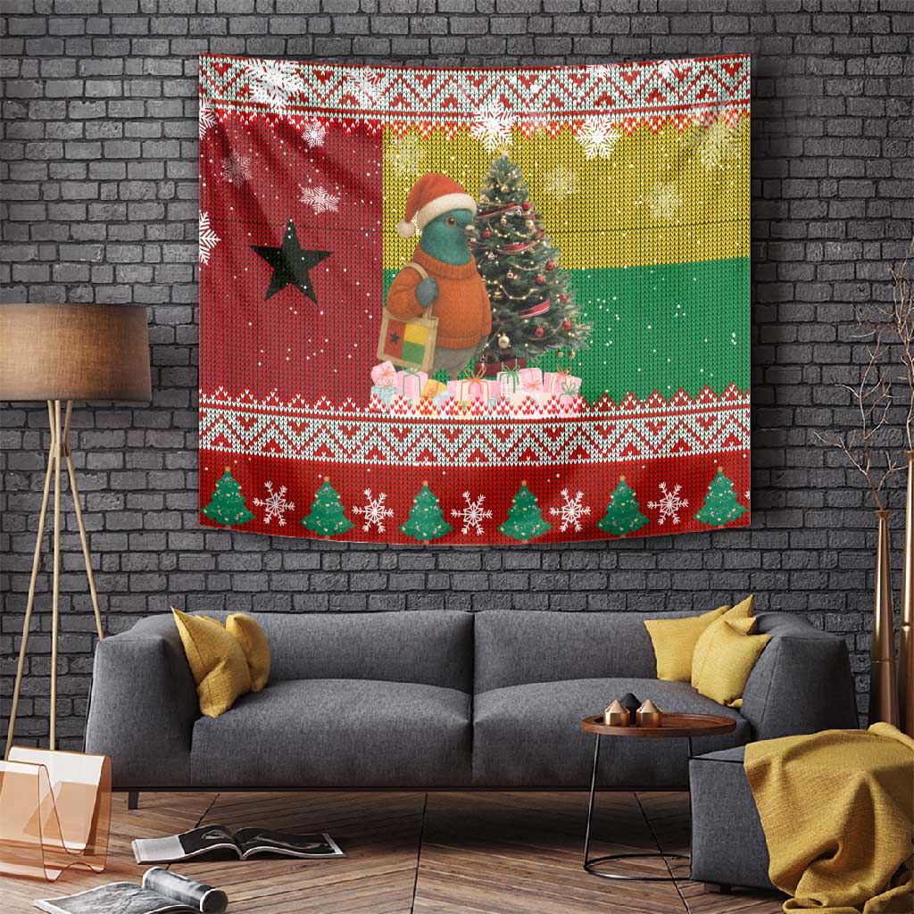 Guinea Bissau Christmas Tapestry Santa Penguin Christmas Tree and Snowflake - African Pride