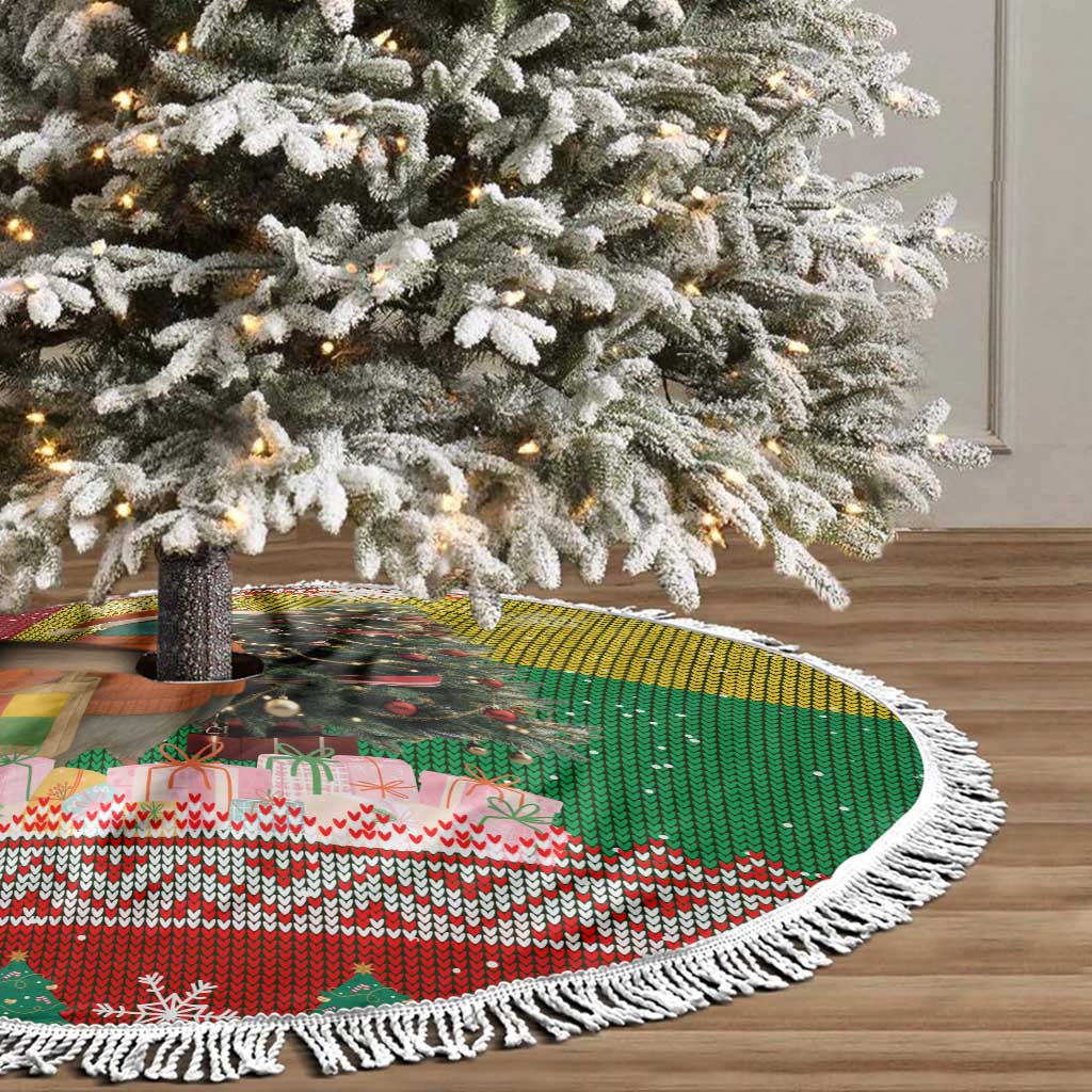 Guinea Bissau Christmas Tree Skirt Santa Penguin Christmas Tree and Snowflake - African Pride