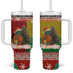 Guinea Bissau Christmas Tumbler With Handle Santa Penguin Christmas Tree and Snowflake - African Pride