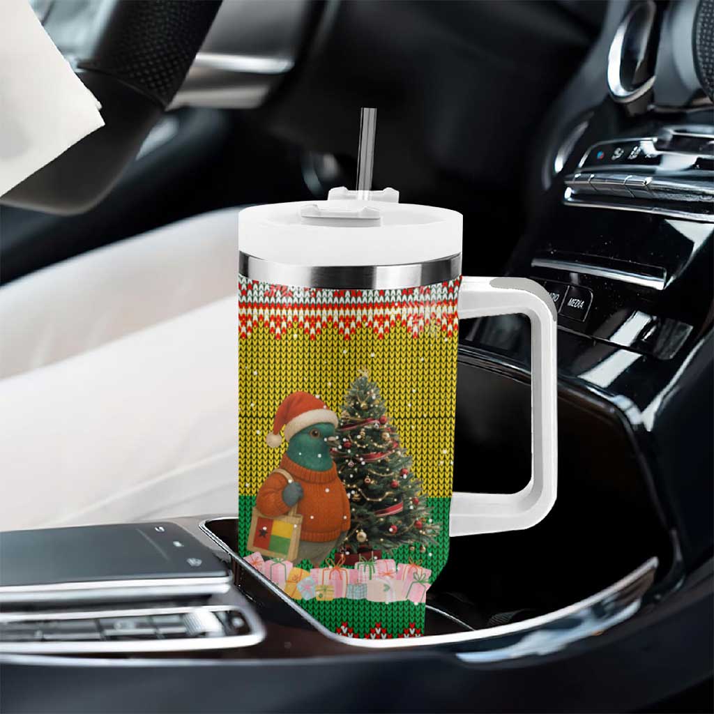 Guinea Bissau Christmas Tumbler With Handle Santa Penguin Christmas Tree and Snowflake - African Pride
