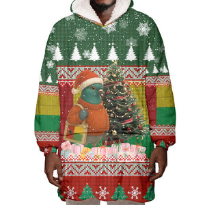 Guinea Bissau Christmas Wearable Blanket Hoodie Santa Penguin Christmas Tree and Snowflake - African Pride