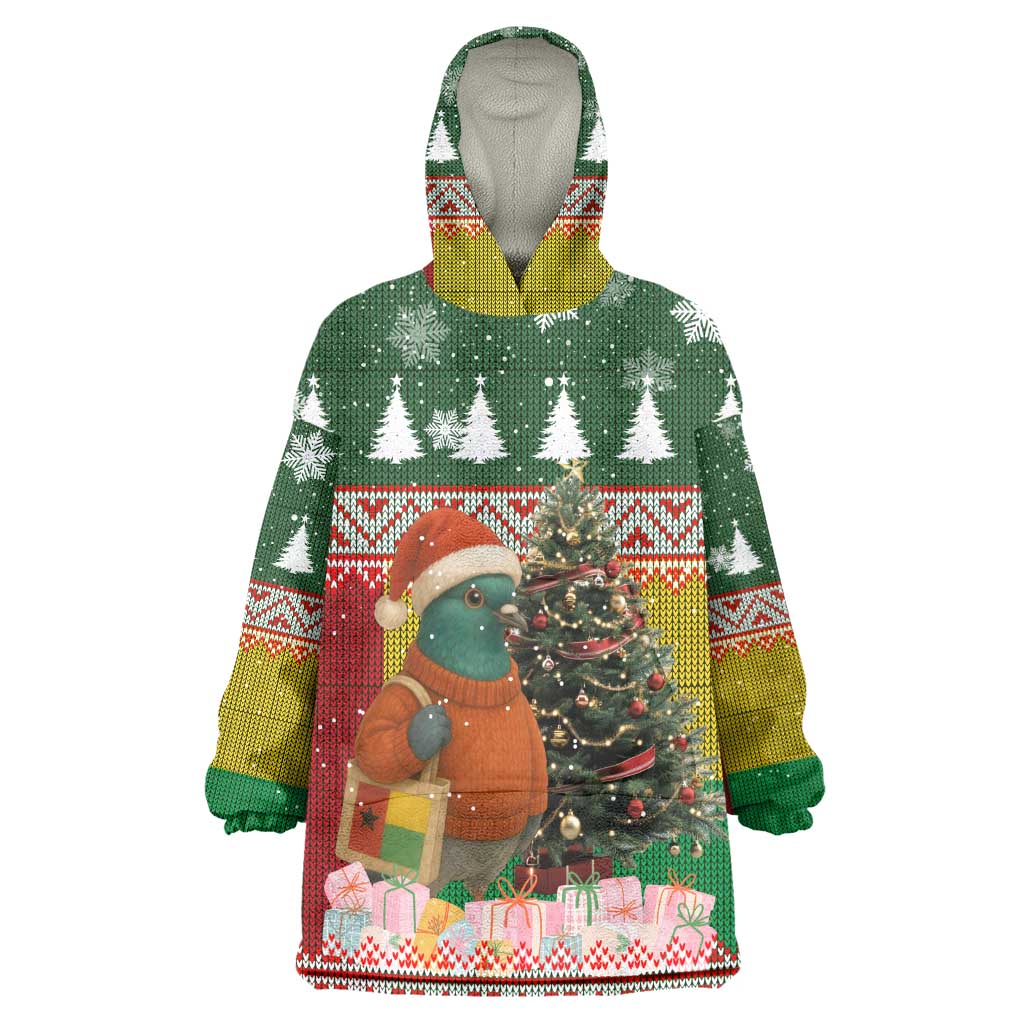 Guinea Bissau Christmas Wearable Blanket Hoodie Santa Penguin Christmas Tree and Snowflake - African Pride