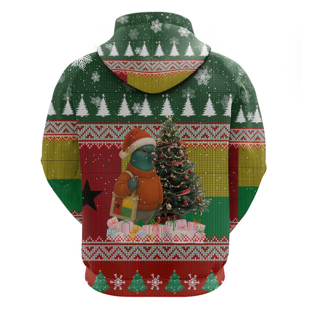 Guinea Bissau Christmas Zip Hoodie Santa Penguin Christmas Tree and Snowflake - African Pride