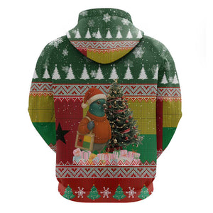 Guinea Bissau Christmas Zip Hoodie Santa Penguin Christmas Tree and Snowflake - African Pride