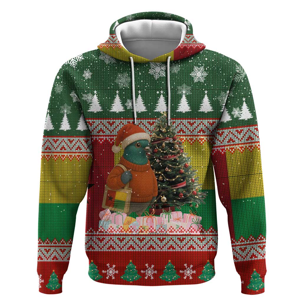 Guinea Bissau Christmas Zip Hoodie Santa Penguin Christmas Tree and Snowflake - African Pride
