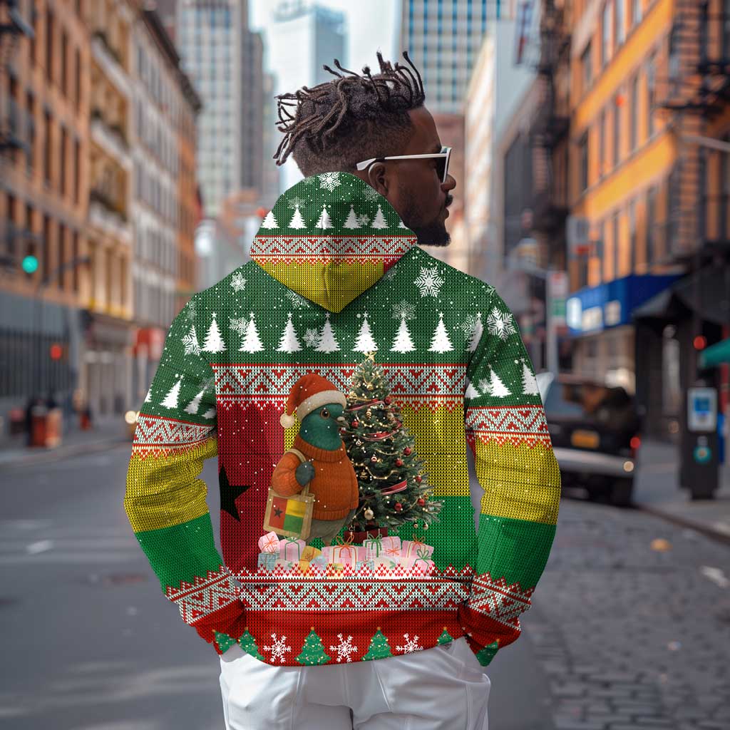 Guinea Bissau Christmas Zip Hoodie Santa Penguin Christmas Tree and Snowflake - African Pride