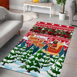 Guinea Bissau Christmas Area Rug Santa Sleigh Reindeer Forest and National Flag - African Pride
