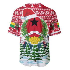 Guinea Bissau Christmas Baseball Jersey Santa Sleigh Reindeer Forest and National Flag - African Pride