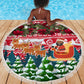 Guinea Bissau Christmas Beach Blanket Santa Sleigh Reindeer Forest and National Flag - African Pride