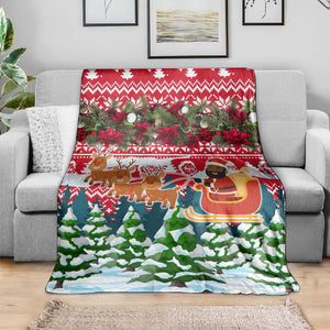 Guinea Bissau Christmas Blanket Santa Sleigh Reindeer Forest and National Flag - African Pride