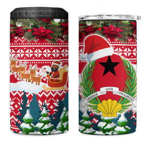 Guinea Bissau Christmas 4 in 1 Can Cooler Tumbler Santa Sleigh Reindeer Forest and National Flag - African Pride