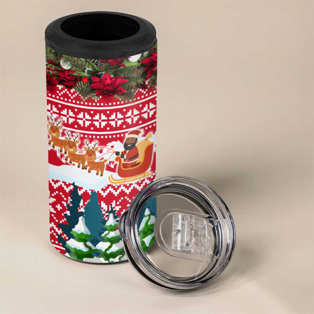 Guinea Bissau Christmas 4 in 1 Can Cooler Tumbler Santa Sleigh Reindeer Forest and National Flag - African Pride