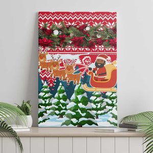 Guinea Bissau Christmas Canvas Wall Art Santa Sleigh Reindeer Forest and National Flag - African Pride