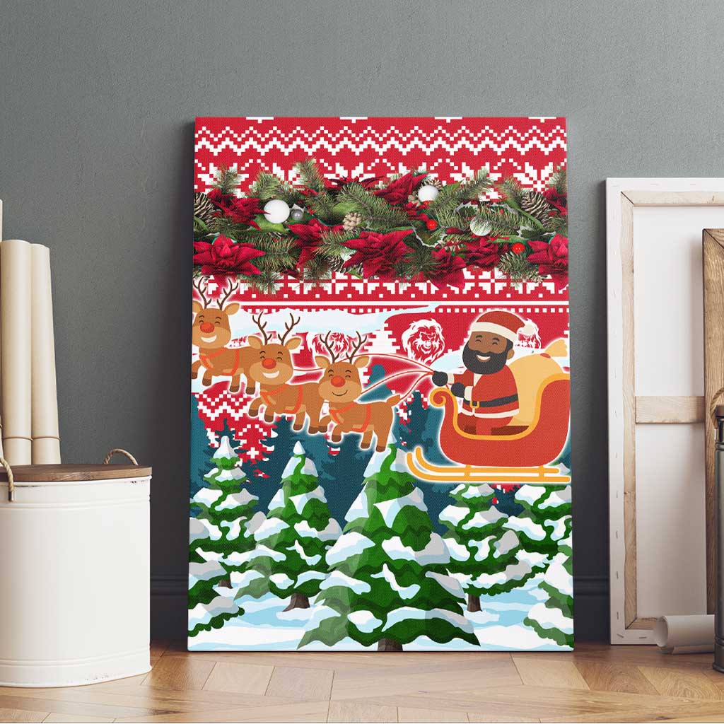 Guinea Bissau Christmas Canvas Wall Art Santa Sleigh Reindeer Forest and National Flag - African Pride