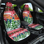 Guinea Bissau Christmas Car Seat Cover Santa Sleigh Reindeer Forest and National Flag - African Pride