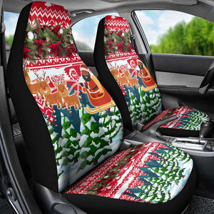 Guinea Bissau Christmas Car Seat Cover Santa Sleigh Reindeer Forest and National Flag - African Pride