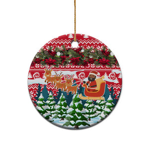 Guinea Bissau Christmas Ceramic Ornament Santa Sleigh Reindeer Forest and National Flag - African Pride