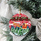Guinea Bissau Christmas Ceramic Ornament Santa Sleigh Reindeer Forest and National Flag - African Pride