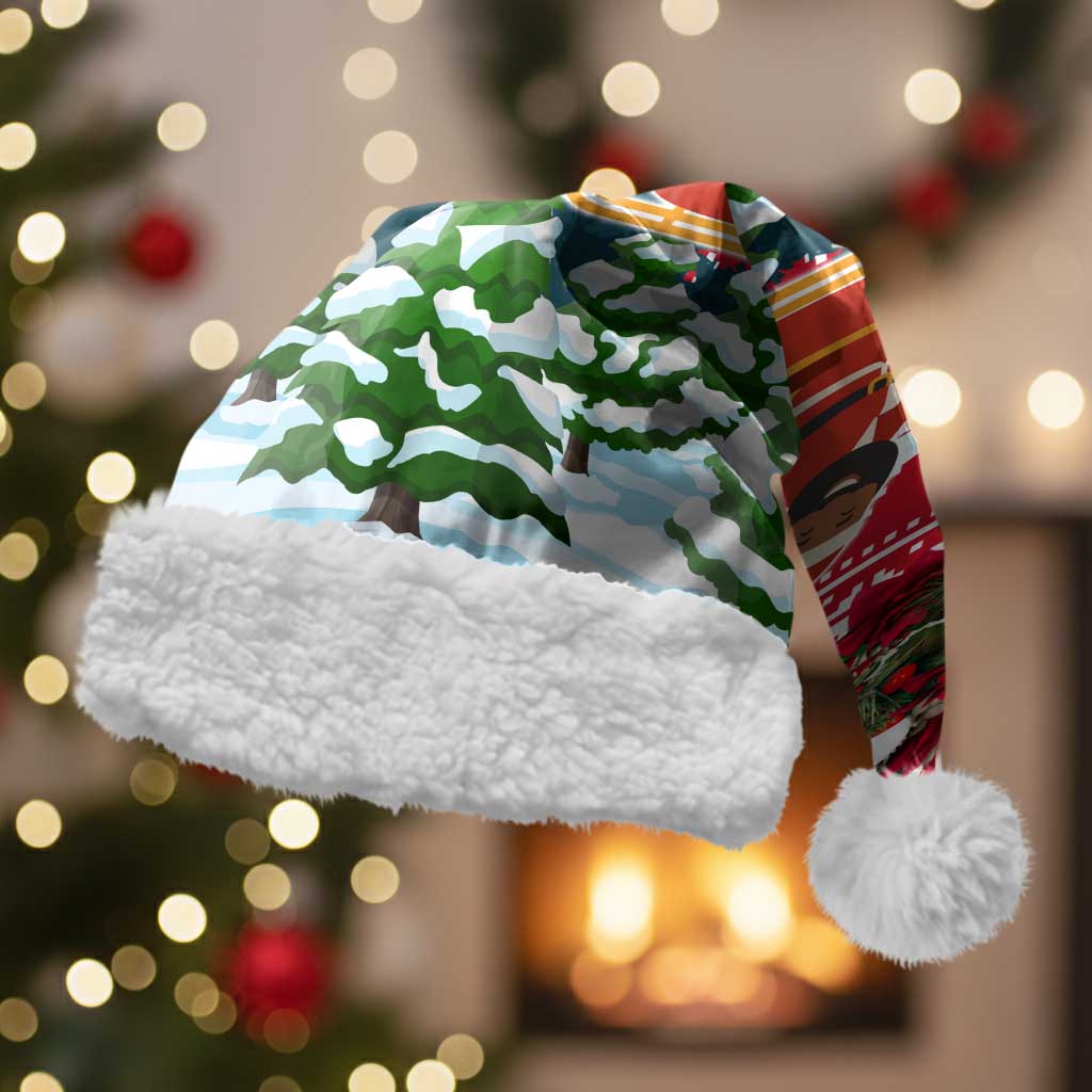 Guinea Bissau Christmas Santa Hat Santa Sleigh Reindeer Forest and National Flag - African Pride