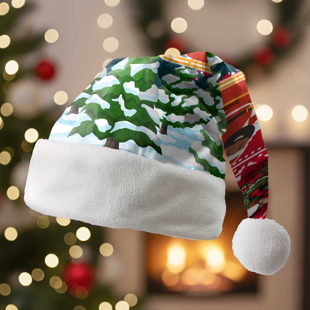 Guinea Bissau Christmas Santa Hat Santa Sleigh Reindeer Forest and National Flag - African Pride