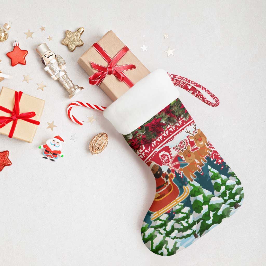 Guinea Bissau Christmas Stocking Santa Sleigh Reindeer Forest and National Flag - African Pride